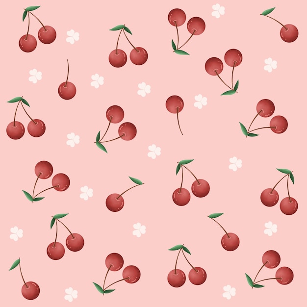 Photo cerise rose avec fleur blanche seamless pattern design