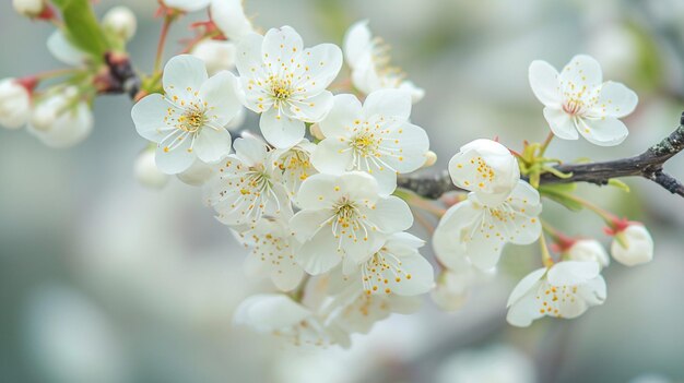 Photo des cerises blanches sur l'arbre concentration sélective ai générative