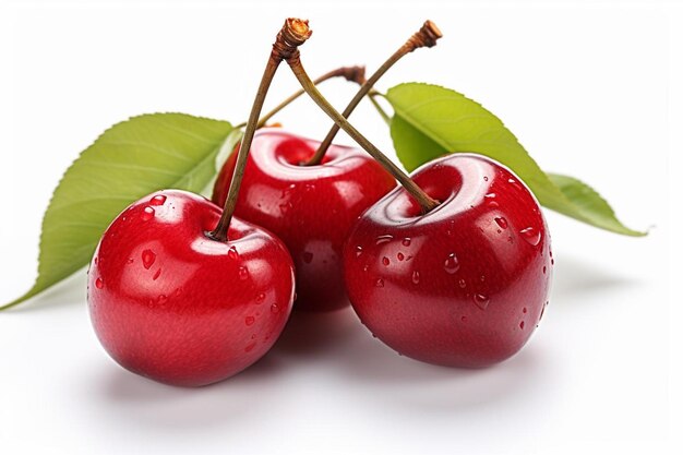 Des cerises rouges juteuses fraîcheur sur la photographie d'images de cerises blanches