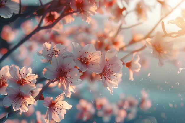 Des cerisiers délicats en pleine floraison