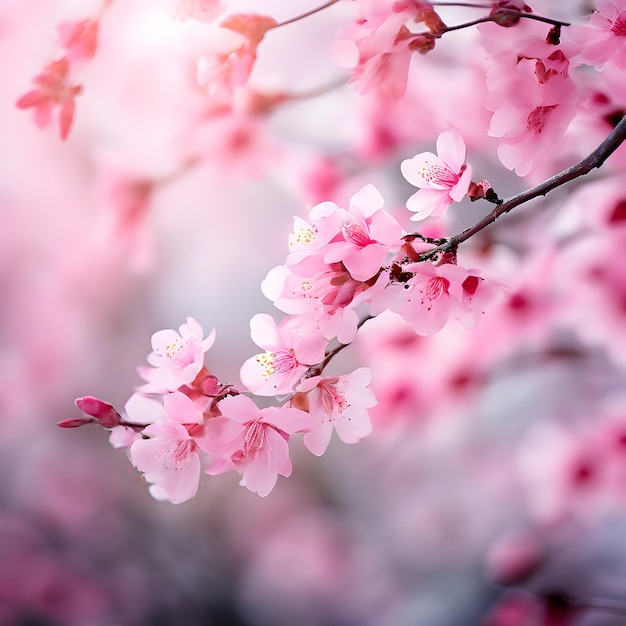 Photo les cerisiers roses en pleine floraison