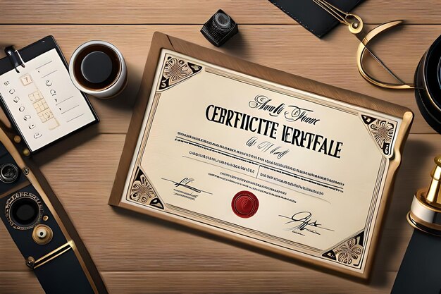 un certificat avec un cercle rouge dessus