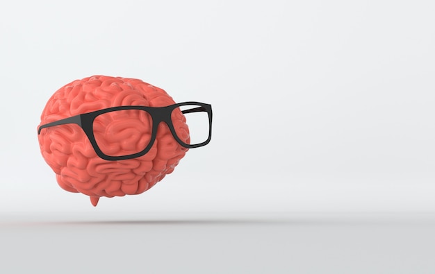 Cerveau 3D dans le rendu de lunettes de soleil