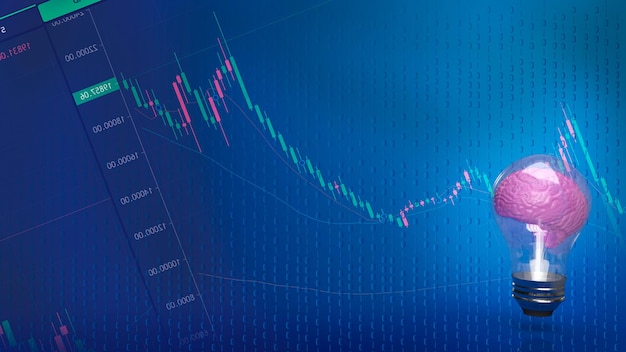 Le cerveau de l'ampoule sur fond d'affaires rendu 3d