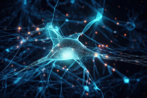 Un cerveau bleu avec le mot neurone dessus