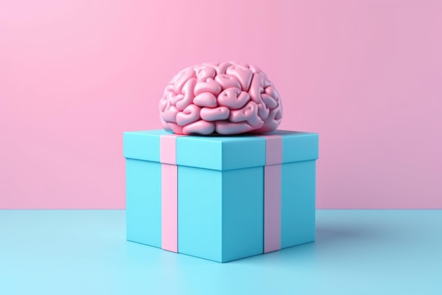 Cerveau sur une boîte cadeau Concept de cadeau intelligent