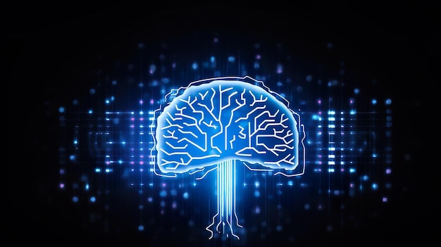 Cerveau brillant intelligent sur un binaire numérique abstrait bleu