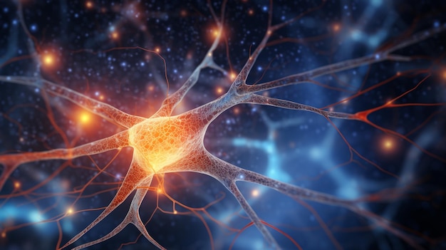 le cerveau avec le concept de neurone et de cellule neuronale