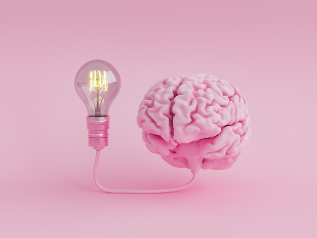 Photo cerveau connecté à une ampoule lumineuse