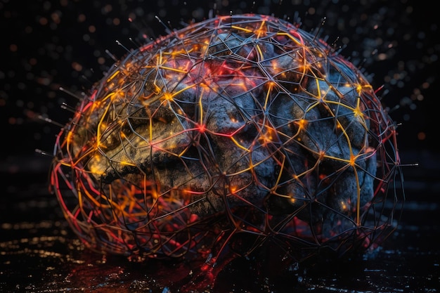 Cerveau avec connexions neuronales colorées générative ai