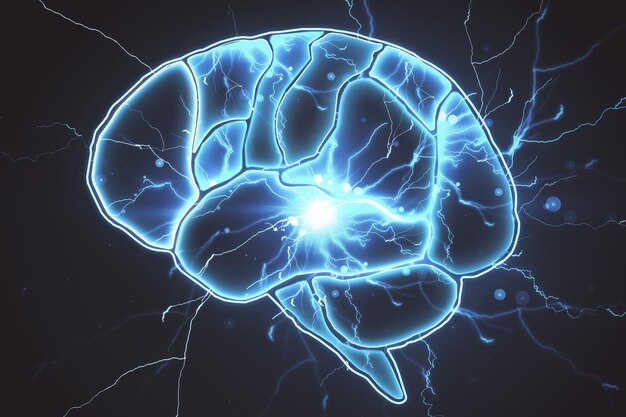 Le cerveau créatif de l'IA sur un fond de connexion brillant