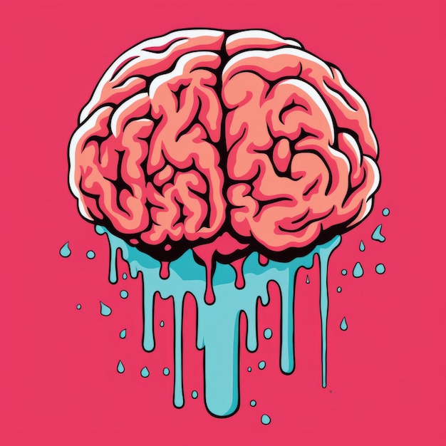 Le cerveau dans le style pop art minimaliste Belle image d'illustration IA générative