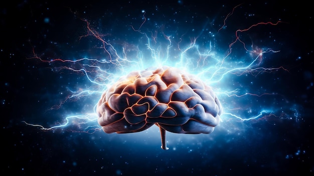 Photo un cerveau électrifié libérant le pouvoir intérieur
