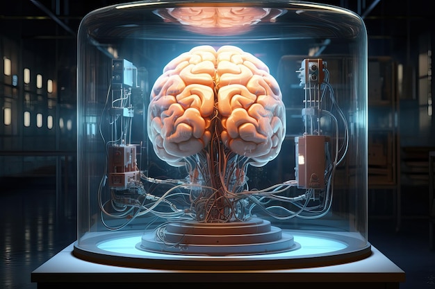 Cerveau humain cloné avec des fils connectés