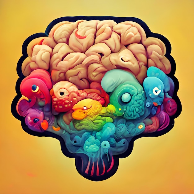 Cerveau humain créatif coloré Style de bande dessinée