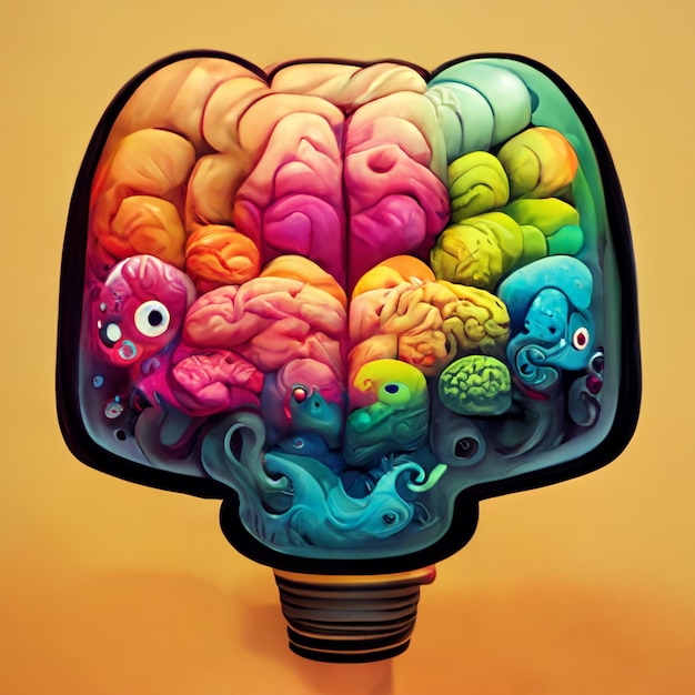 Cerveau humain créatif coloré Style de bande dessinée