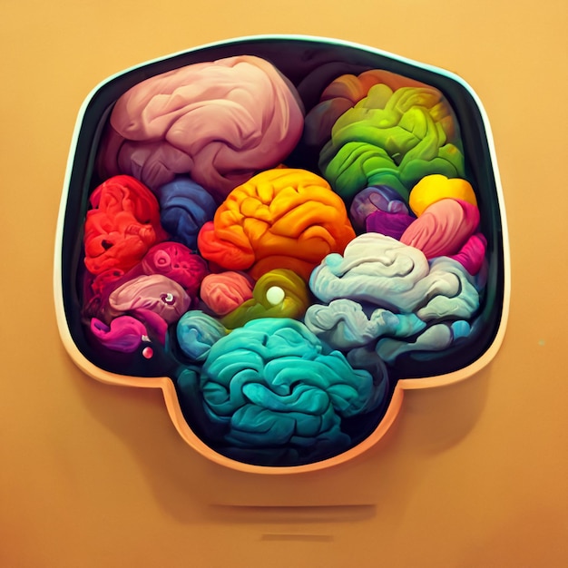 Cerveau humain créatif coloré Style de bande dessinée