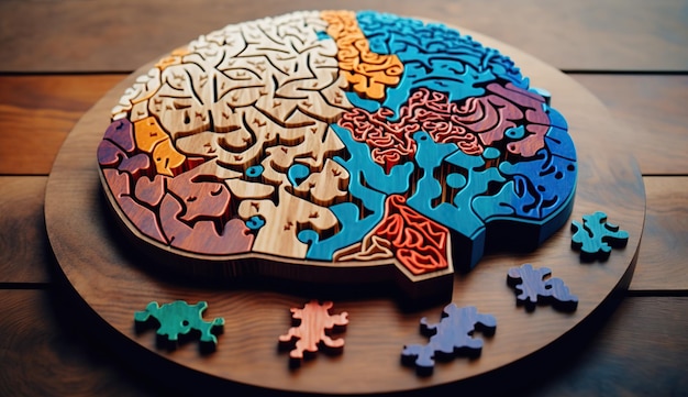 Cerveau humain fait de pièces de puzzle AI générative