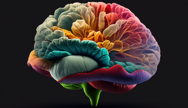 Cerveau humain fleur anatomie dessin mental illustration image ai généré art