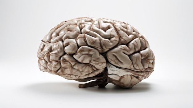 Cerveau humain sur fond blanc ai générative