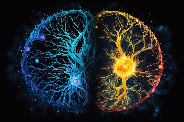 Le cerveau humain avec un fond cosmique Cosmos IA générative