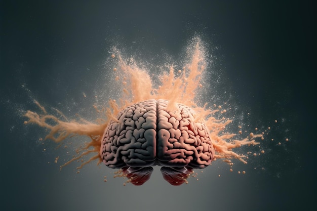 Un cerveau humain de génie art abstrait d'explosion de poudre de couleur