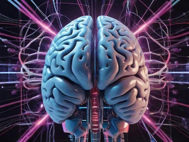 Photo le cerveau d'intelligence artificielle est un cerveau humain avec des images de cerveau humain.