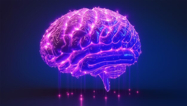 Le cerveau lumineux Le concept d'intelligence artificielle Les connexions neuronales