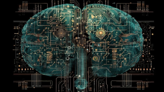 Un cerveau d'ordinateur est représenté avec le mot cerveau dessus.