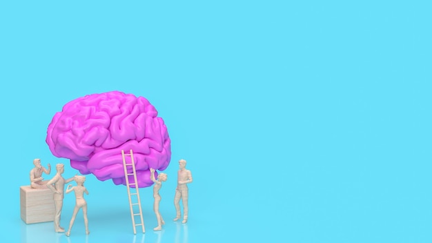 Cerveau rose et figure humaine pour sci ou concept créatif rendu 3d