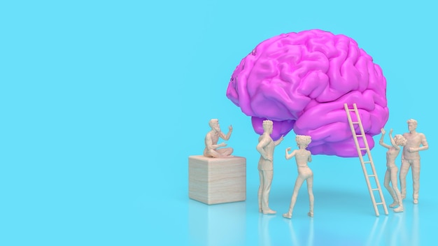 Photo cerveau rose et figure humaine pour sci ou concept créatif rendu 3d