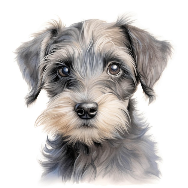 Photo cesky terrier chien chiot cesky terrier clipart illustration à l'aquarelle ai générative
