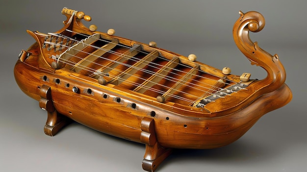 Photo cet ancien instrument de musique, avec sa belle carrosserie en bois et son design complexe, est un spectacle à ne pas manquer.