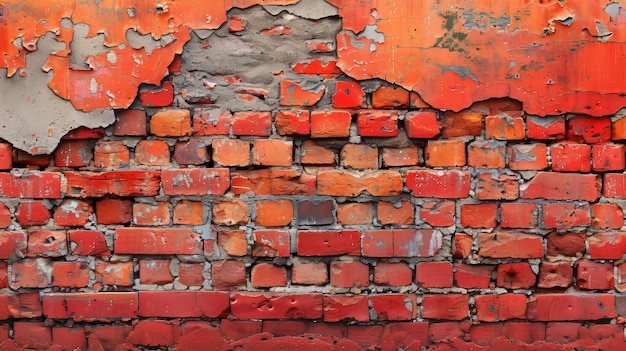 Photo cet arrière-plan de texture de mur se compose d'une large vue panoramique de vieux murs de briques en rouge et orange