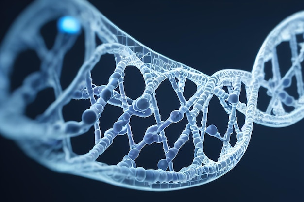 La chaîne chromosomique est une illustration 3D bleu clair