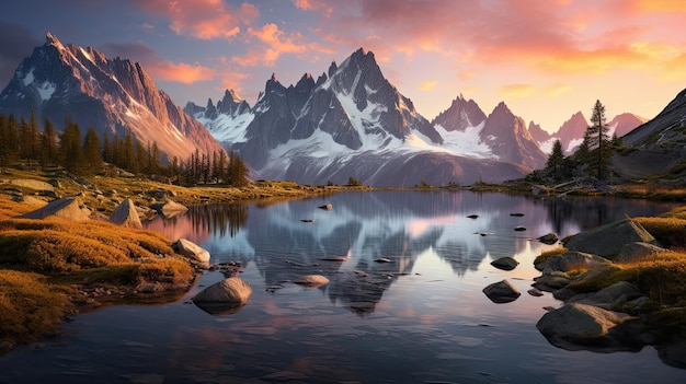 chaîne de montagnes à l'automne