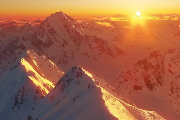 La chaîne de montagnes majestueuse au lever du soleil