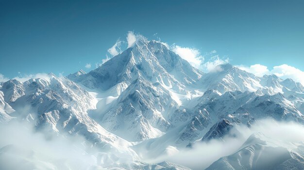 Une chaîne de montagnes majestueuse avec des nuages