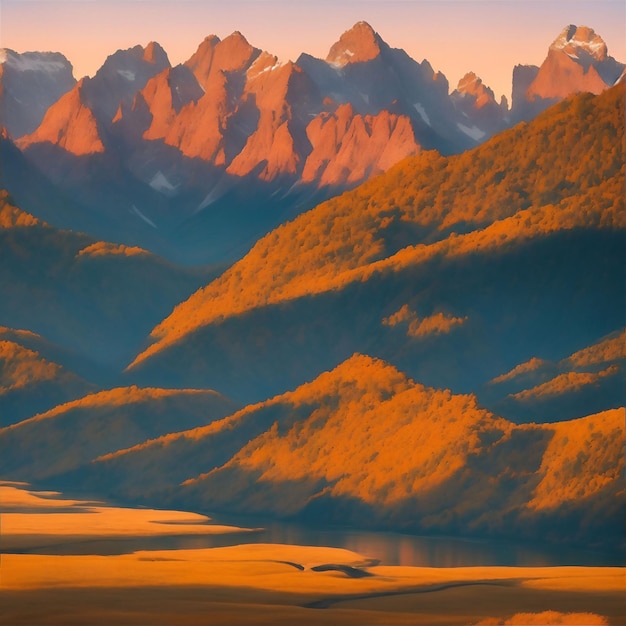 Une chaîne de montagnes avec une montagne en arrière-plan