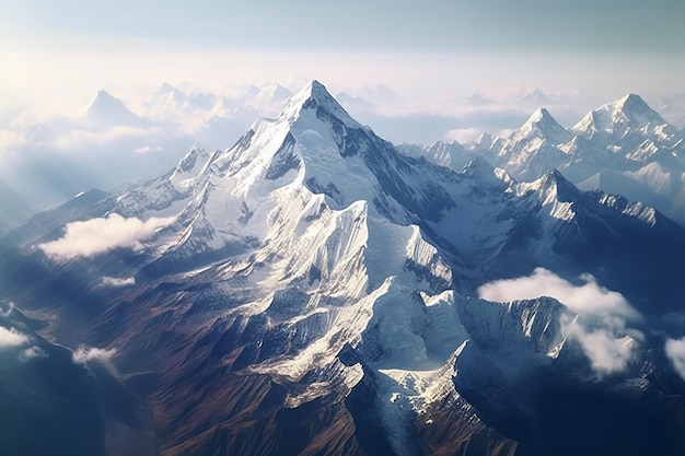 Une chaîne de montagnes avec de la neige au sommet