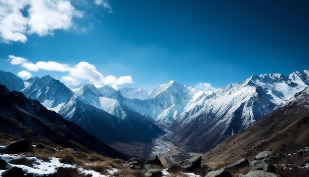 Une chaîne de montagnes panoramique présente la beauté de la nature parfaite pour les sports extrêmes générés par l'IA