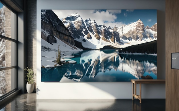 Chaîne de montagnes pittoresque avec rivière et arbre doré Scène d'été sereine Chaîne de montagnes