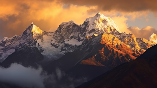 Une chaîne de montagnes recouverte de neige