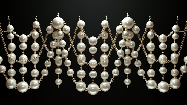 Des chaînes de perles blanches formant un ornement