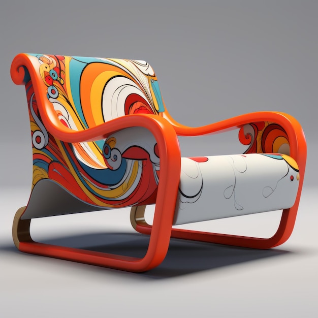 Une chaise abstraite colorée avec un style Vray et un design américain moderne