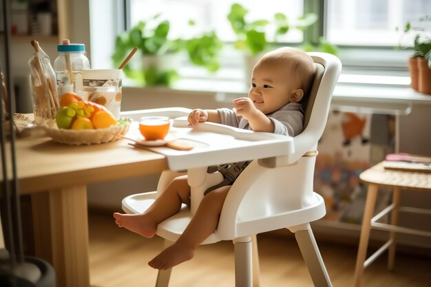 Chaise D'alimentation Pour Bébé Dans La Table À Manger