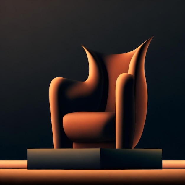 Une chaise assise sur le podium avec un fond sombre