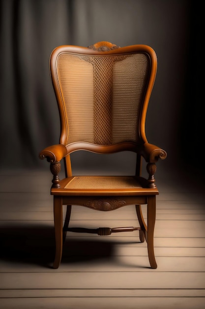 Une chaise avec une base en bois et un coussin qui dit "la chaise est une chaise"
