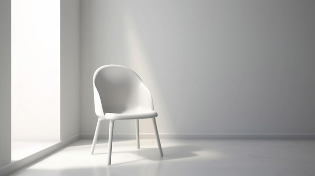 Une chaise blanche dans une pièce blanche.