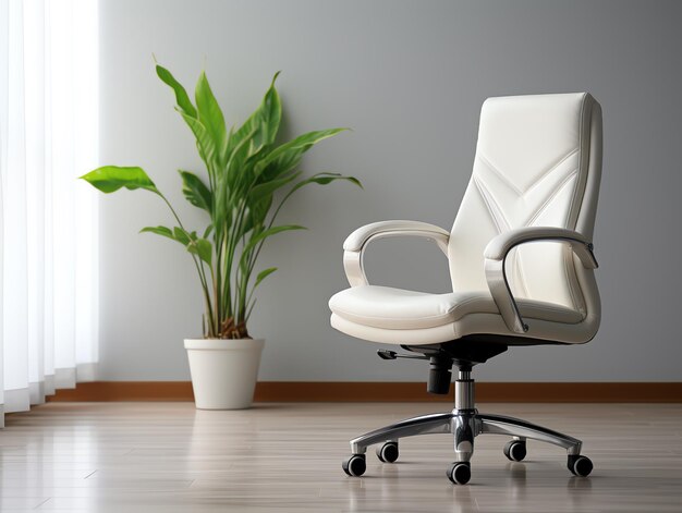 Photo une chaise blanche dans une pièce avec une plante